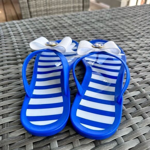 University of Kentucky Wildcats Flip Flops Women 10 Blue White Preppy Bow Big Bl - Picture 3 of 7